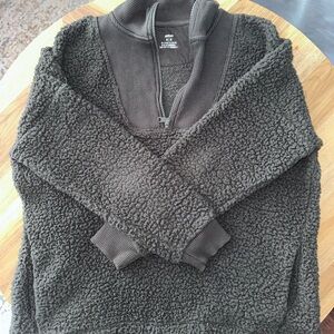 Aerie Women's Dark Gray Sherpa Hoodie